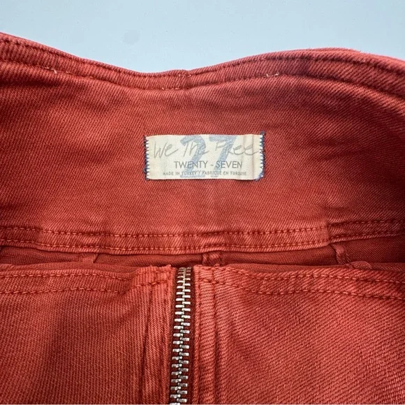 Free People Zip-Up Orange Denim Mini Skirt - Picture 4 of 8